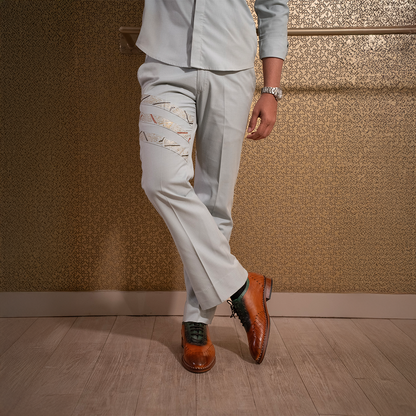 Coord-shirt with embroidery details and matching trousers