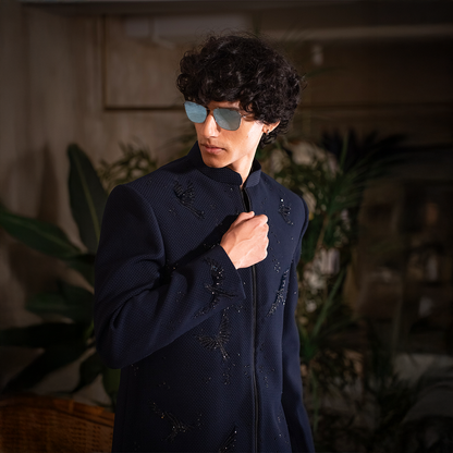 Indowestern style achkan with handwork embellishments