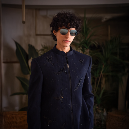 Indowestern style achkan with handwork embellishments