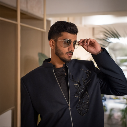 Indowestern style achkan with handwork embellishments