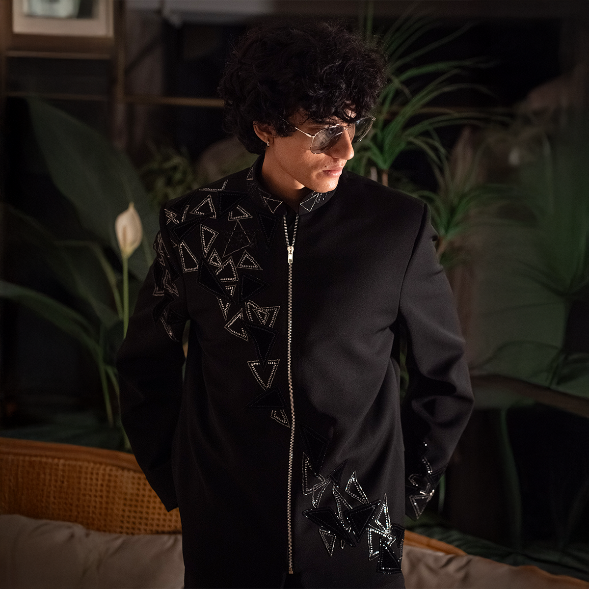 Indowestern style achkan with handwork embellishments