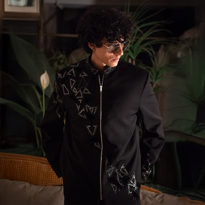 Indowestern style achkan with handwork embellishments