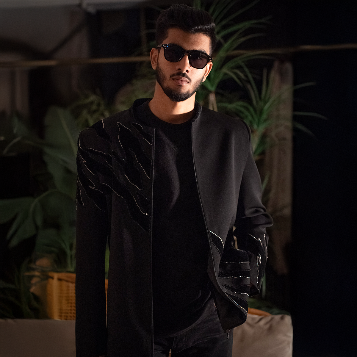 Indowestern style achkan with handwork embellishments