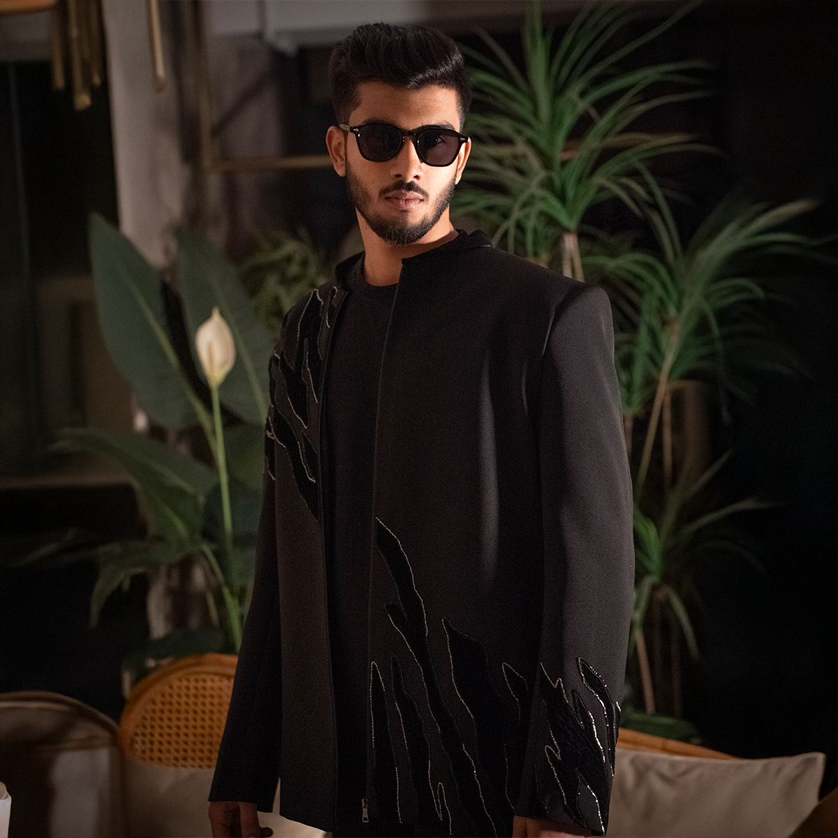 Indowestern style achkan with handwork embellishments