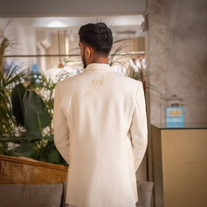 Indowestern style achkan with handwork embellishments