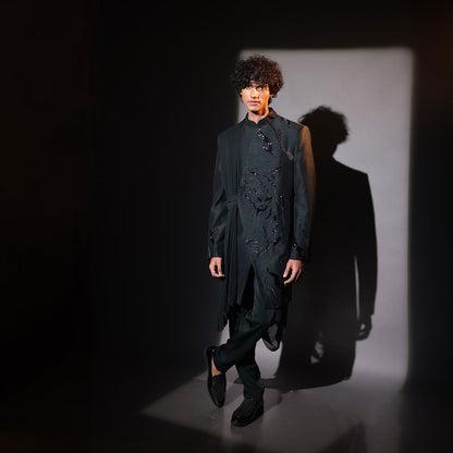 Indowestern style achkan with handwork embellishments