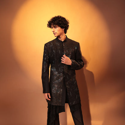 Indowestern style achkan with handwork embellishments