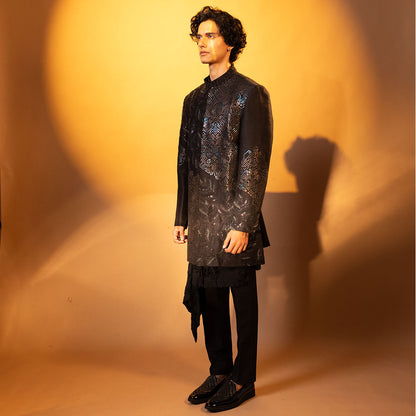 Indowestern style achkan with handwork embellishments