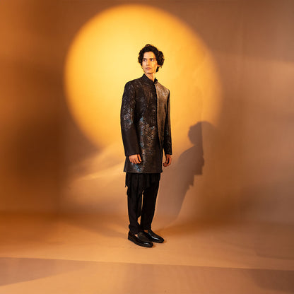 Indowestern style achkan with handwork embellishments