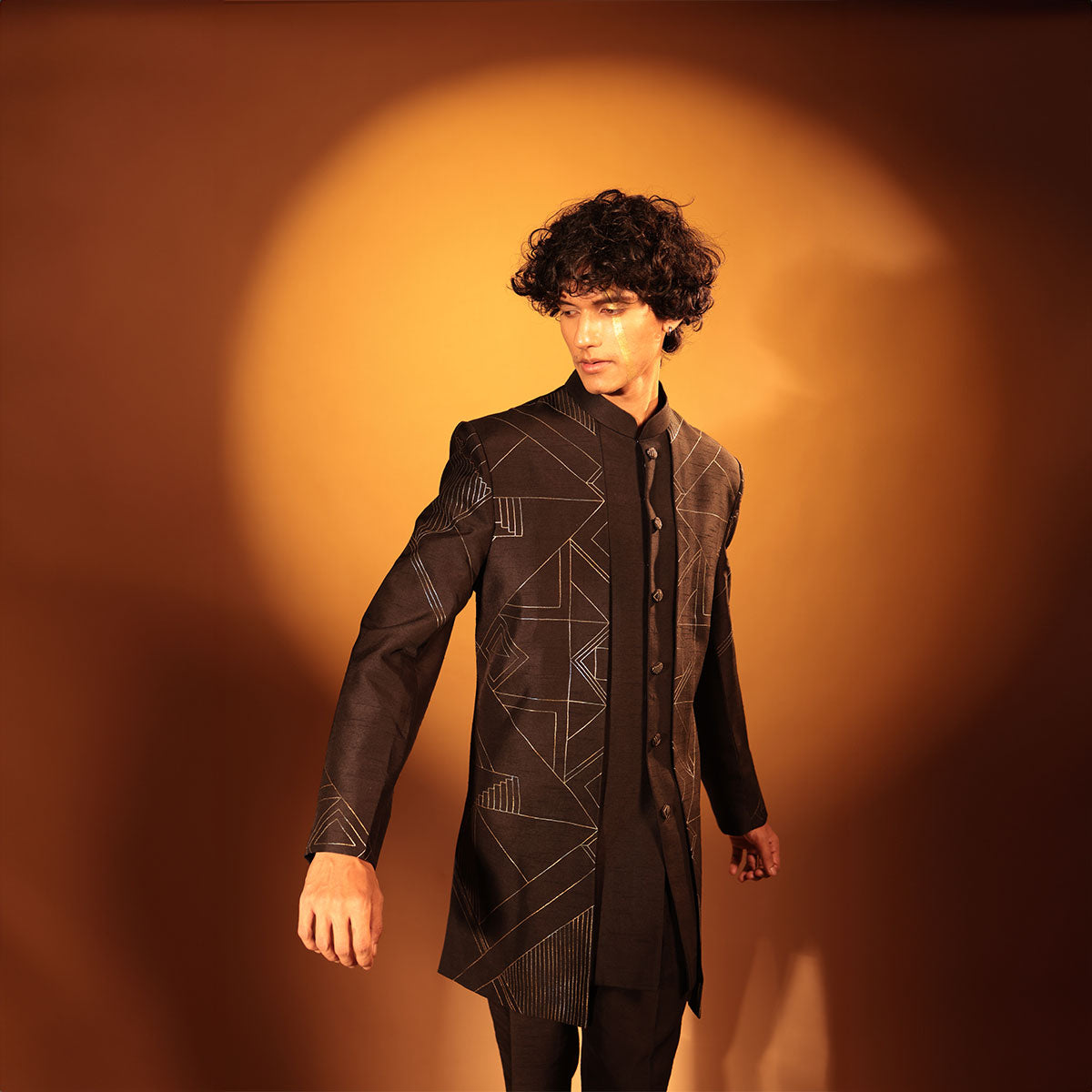 Indowestern style achkan with handwork embellishments