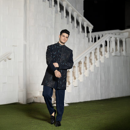 Indowestern style achkan with handwork embellishments