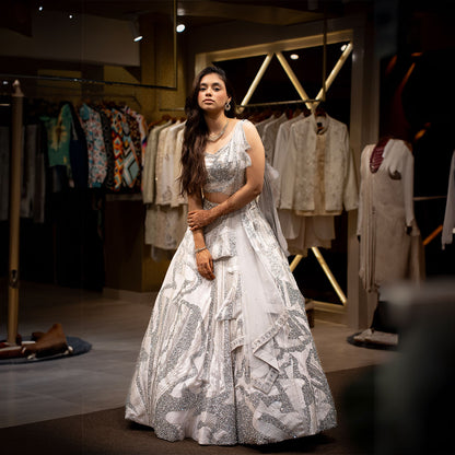 Cocktail lengha with gold highlights