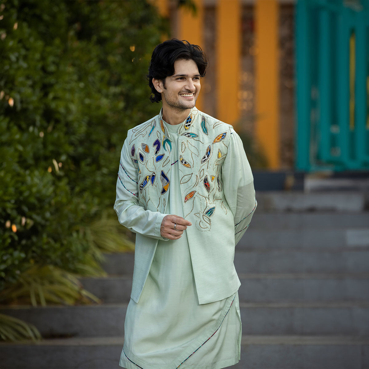 Vibrant jacket with kurta sets
