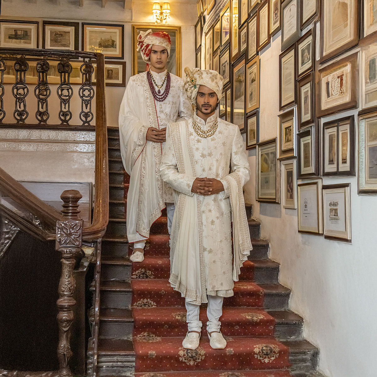 Sherwani set with intricate hand embroidery
