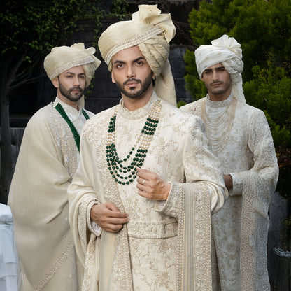 Sherwani set with intricate hand embroidery