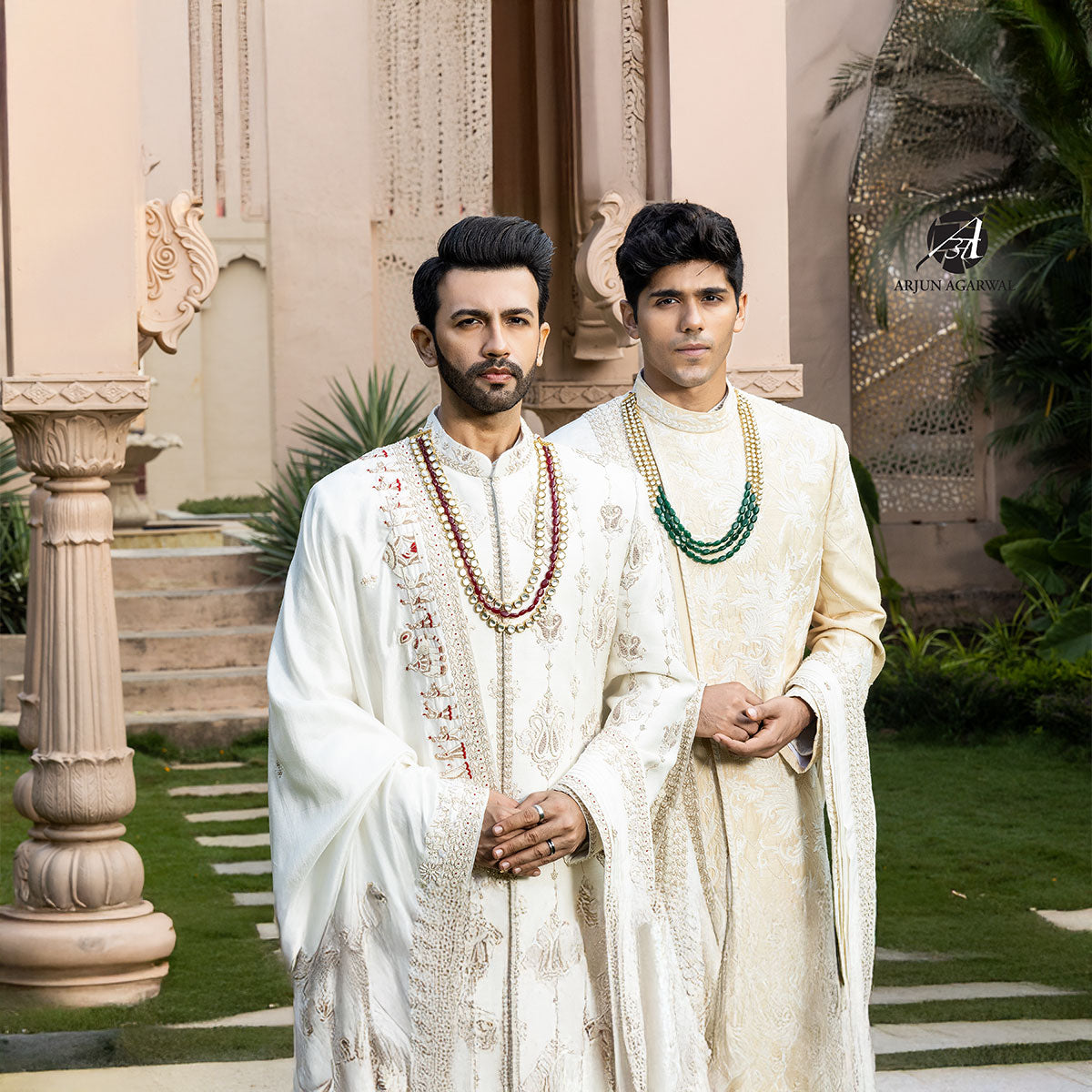 Sherwani set with intricate hand embroidery