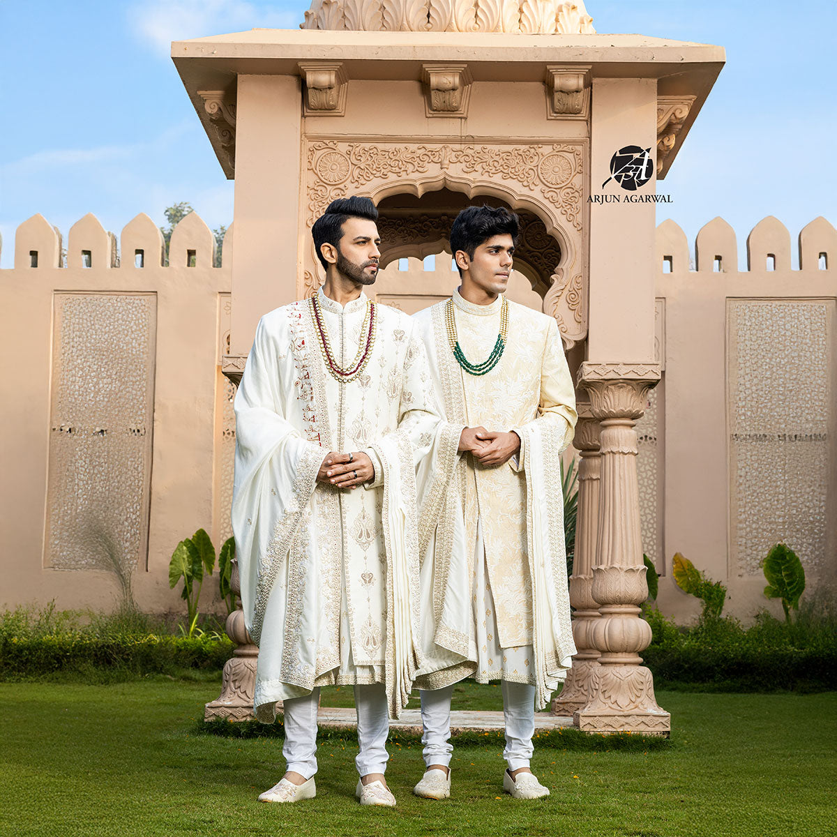 Sherwani set with intricate hand embroidery