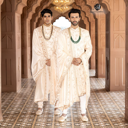 Sherwani set with intricate hand embroidery