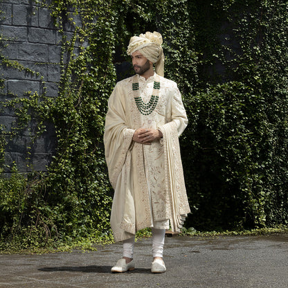Sherwani set with intricate hand embroidery