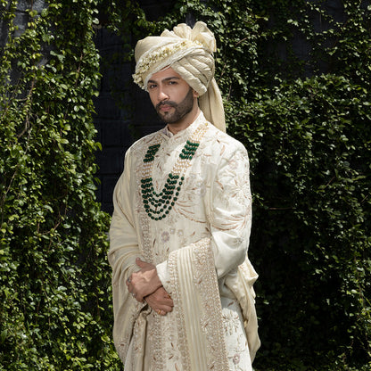 Sherwani set with intricate hand embroidery