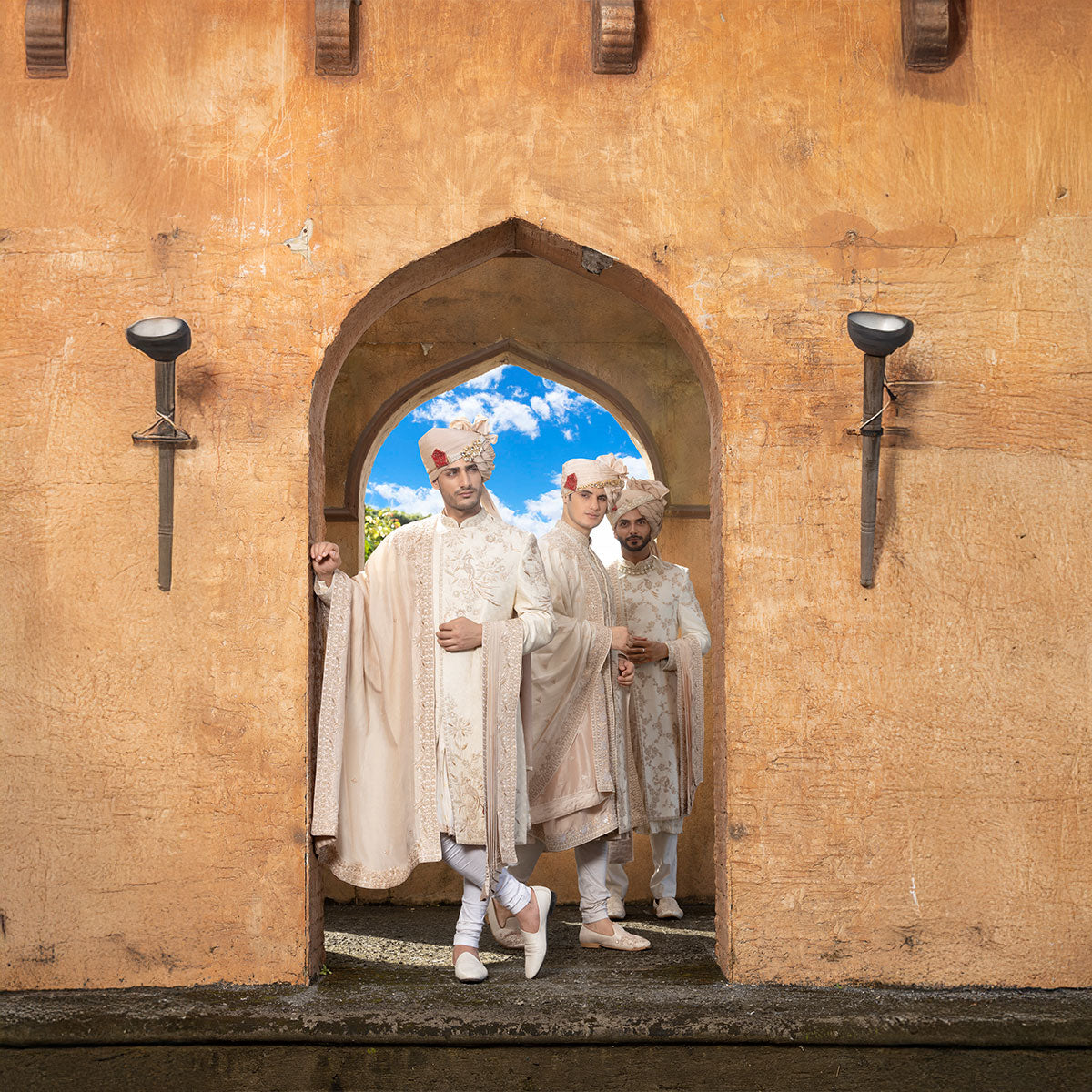 Sherwani set with intricate hand embroidery