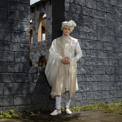 Sherwani set with intricate hand embroidery