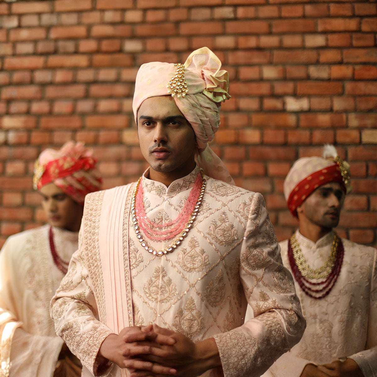 Sherwani set with intricate hand embroidery
