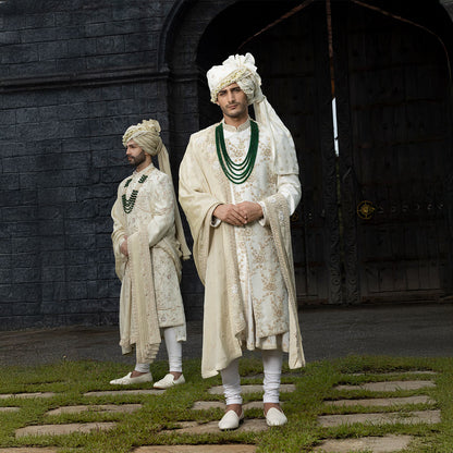 Sherwani set with intricate hand embroidery