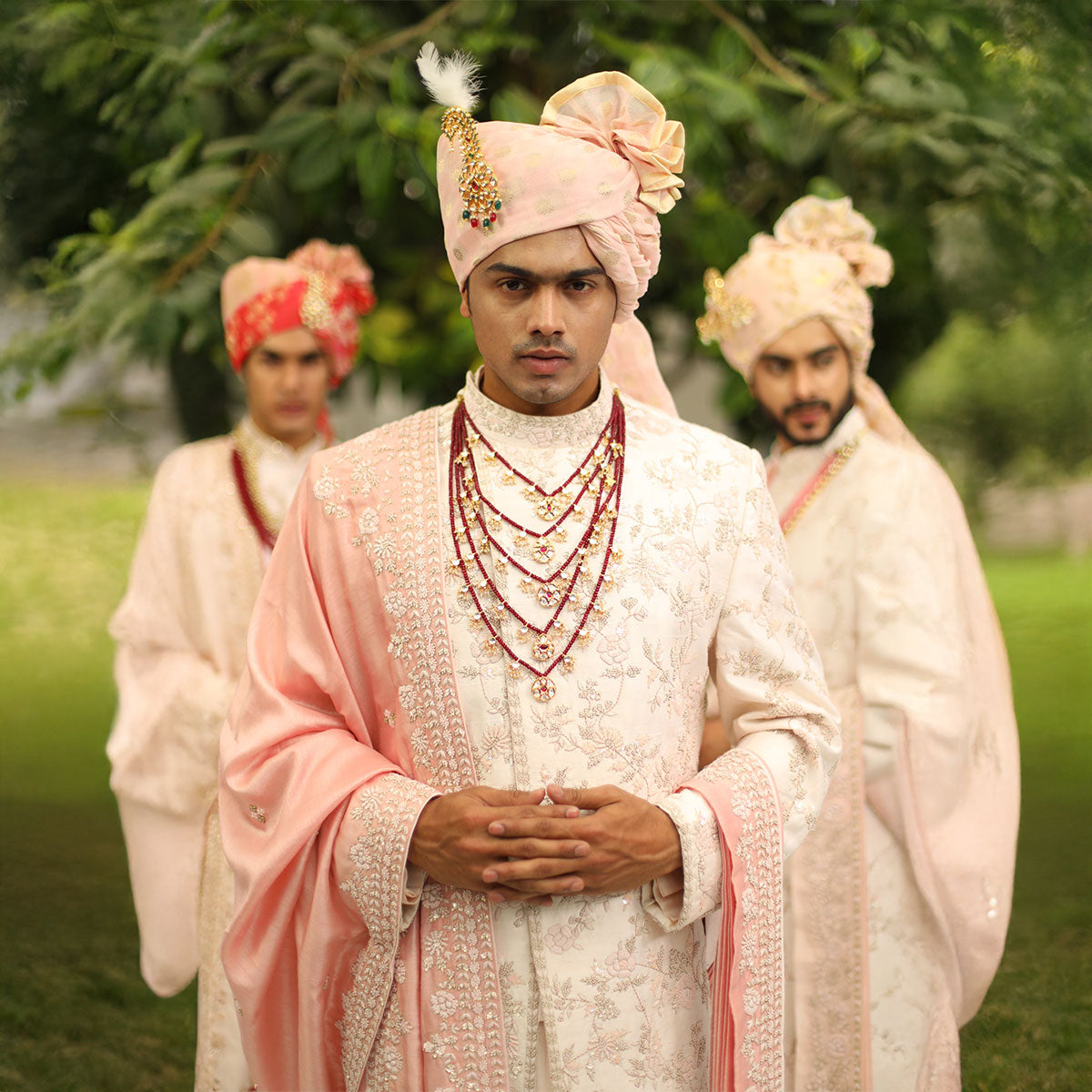 Sherwani set with intricate hand embroidery