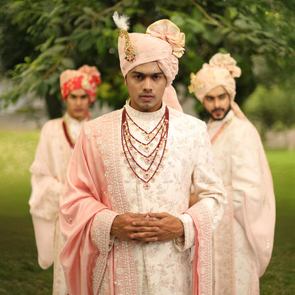 Sherwani set with intricate hand embroidery