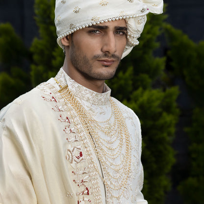 Sherwani set with intricate hand embroidery