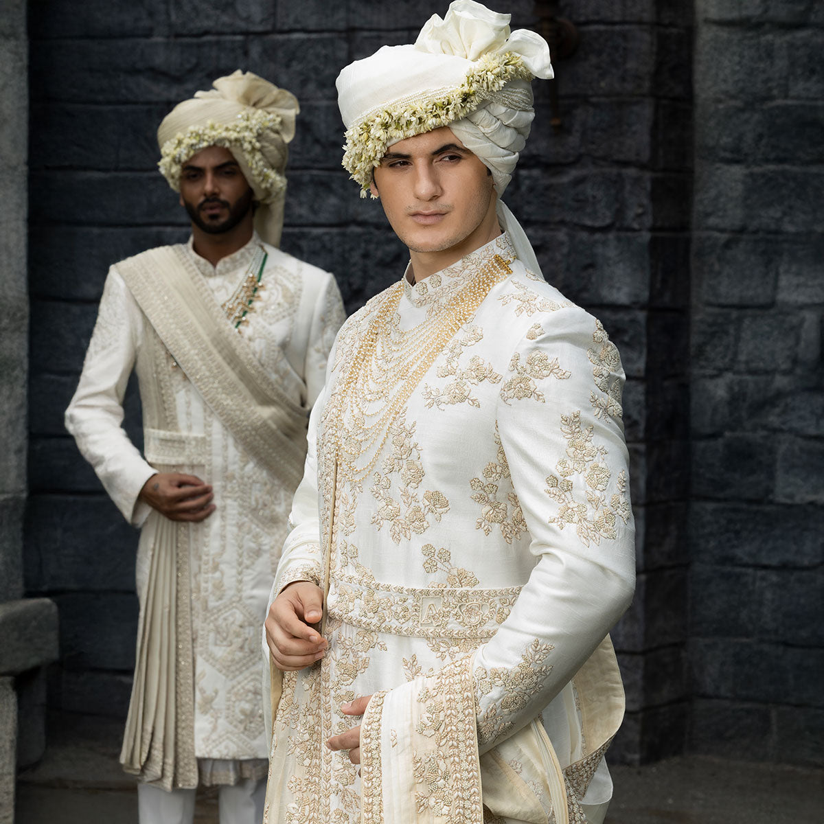 Sherwani set with intricate hand embroidery