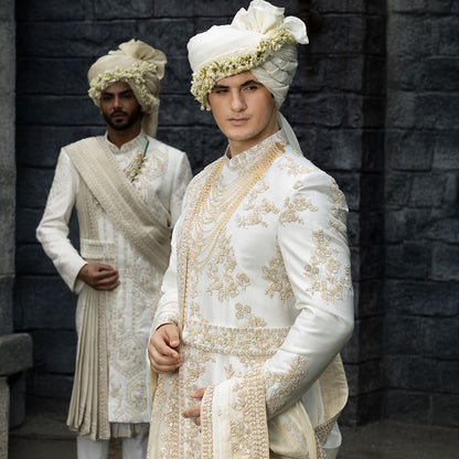 Sherwani set with intricate hand embroidery