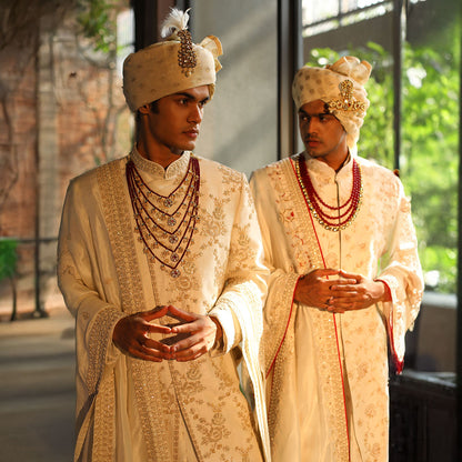 Sherwani set with intricate hand embroidery