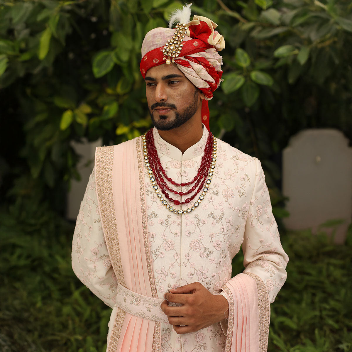 Sherwani set with intricate hand embroidery