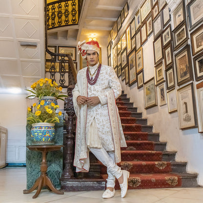 Sherwani set with intricate hand embroidery